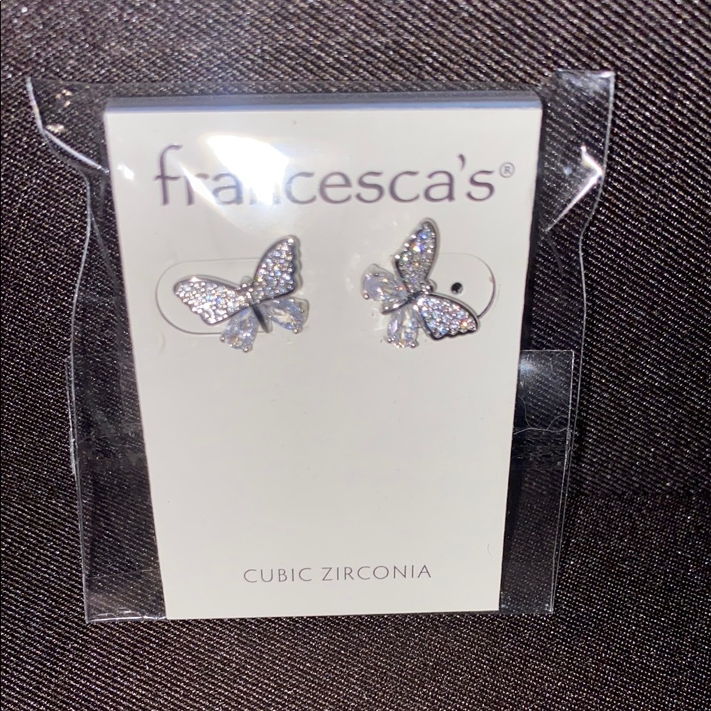 Francesca's Collections Silver Butterfly Stud Earrings